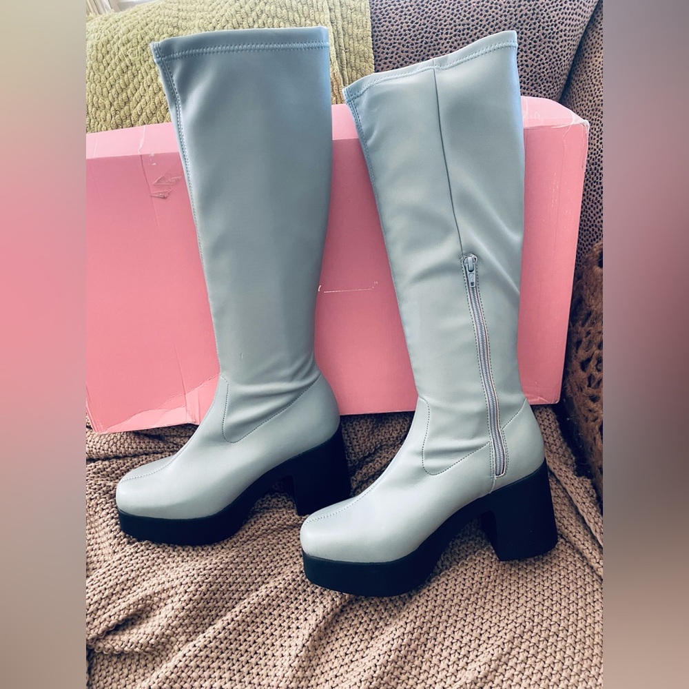Intentionally Blank light blue Marz platform boots NIB 39 8.5 9 NEW SOLD OUT